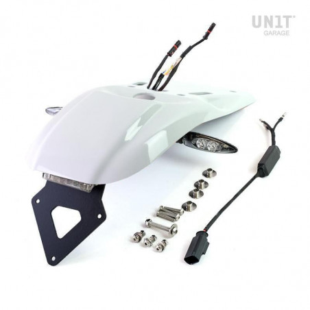Paris Dakar rear mudguard with Unit garage BMW R NineT number plate - white picture 1