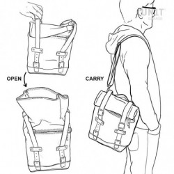 Beige canvas bag + left bracket Unit Garage BMW R12 NineT