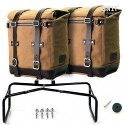 Set of 2 beige/brown Scram panniers + double Unit Garage stand - 22-30 liters picture 1