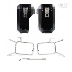 Paire de valises Atlas + cadres argent Unit Garage BMW R NineT - 34/40 litres