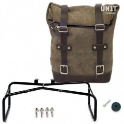 Sacoche latérale cuir fendu Moss Grey + support double Unit Garage BMW R NineT image 1
