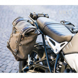 Waxed Moss Grey suede side pannier + double subframe Unit Garage BMW R NineT picture 2
