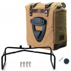 Set of beige Scram panniers + BMW R NineT Garage Unit holder - 22/33 liters