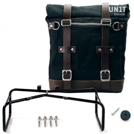 Set of black Scram panniers + BMW R NineT Garage Unit holder - 22/33 liters