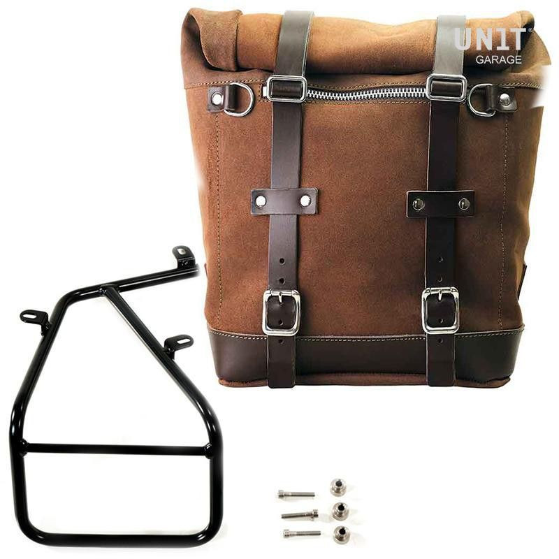 Unit Garage Colorado Brown leather pannier set + right-hand bracket BMW R NineT - 22-30L picture 1