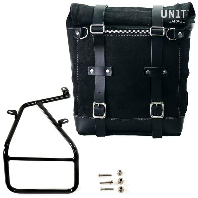 Unit Garage Jet Black leather pannier set + right-hand bracket BMW R NineT - 22-30L picture 1