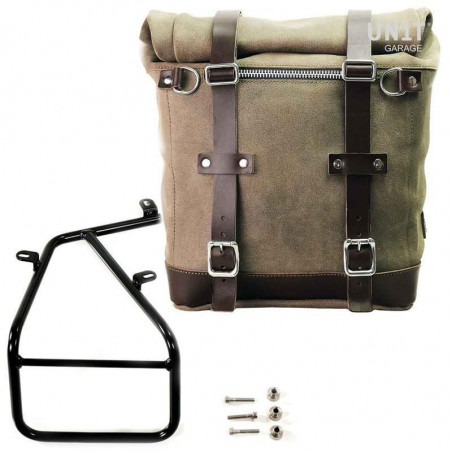 Unit Garage Moss Grey leather pannier set + right-hand bracket BMW R NineT - 22-30L image 1