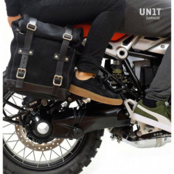 Jet Black split leather bag set + BMW R NineT Garage Unit holder - 22/30 liters