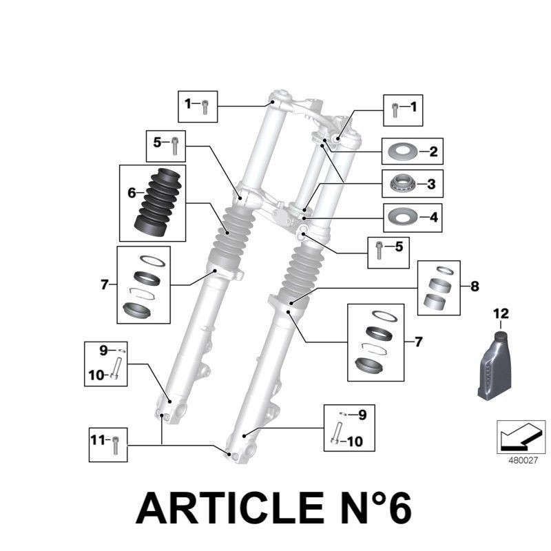Soufflet de fourche origine NineT Scrambler et Urban GS (unitaire)