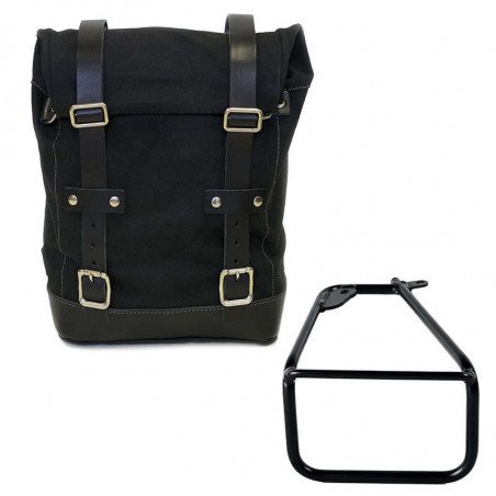Black/black canvas bag + left bracket Unit Garage BMW R12 NineT