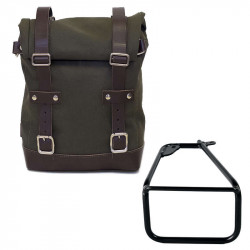 Green/brown canvas bag + left bracket Unit Garage BMW R12 NineT picture 1