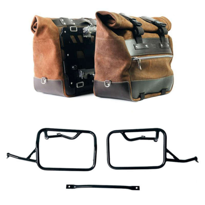 Paire de sacoches cuir fendu Cult Colorado Brown + cadres Unit Garage BMW R12 NineT - 40/50 litres image 1