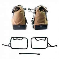 Pair of beige/brown Cult canvas panniers + frames Garage BMW R12 NineT - 40/50 liters picture 2
