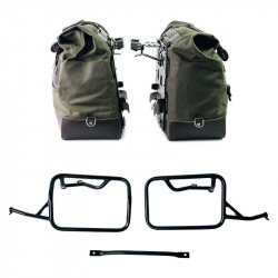 Pair of green/brown Cult canvas panniers + frames Garage BMW R12 NineT - 40/50 liters picture 2