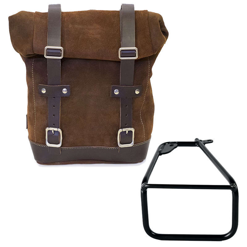 Set sacoche cuir fendu Colorado Brown + support gauche Unit Garage BMW R12 NineT - 10/14 litres image 1