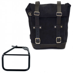 Set sacoche cuir fendu Jet Black + support droit Unit Garage BMW R12 NineT - 10/14 litres image 1