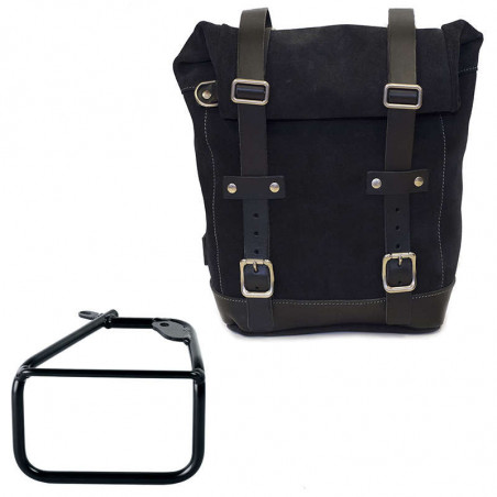 Set sacoche cuir fendu Jet Black + support droit Unit Garage BMW R12 NineT - 10/14 litres image 1
