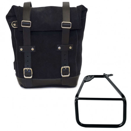 Set sacoche cuir fendu Jet Black + support gauche Unit Garage BMW R12 NineT - 10/14 litres image 1