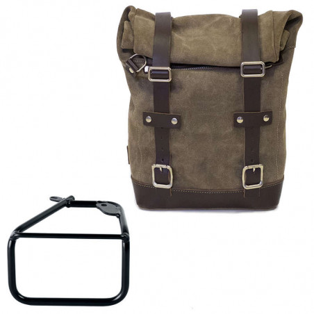 Set sacoche cuir fendu Moss Grey + support droit Unit Garage BMW R12 NineT - 10/14 litres image 1