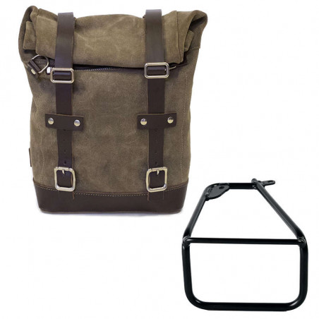 Unit Garage Moss Grey leather pannier set + left-hand bracket BMW R12 NineT - 10/14 liters picture 1