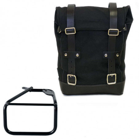 Black/black canvas bag + right bracket Unit Garage BMW R12 NineT - 10/14 liters picture 2