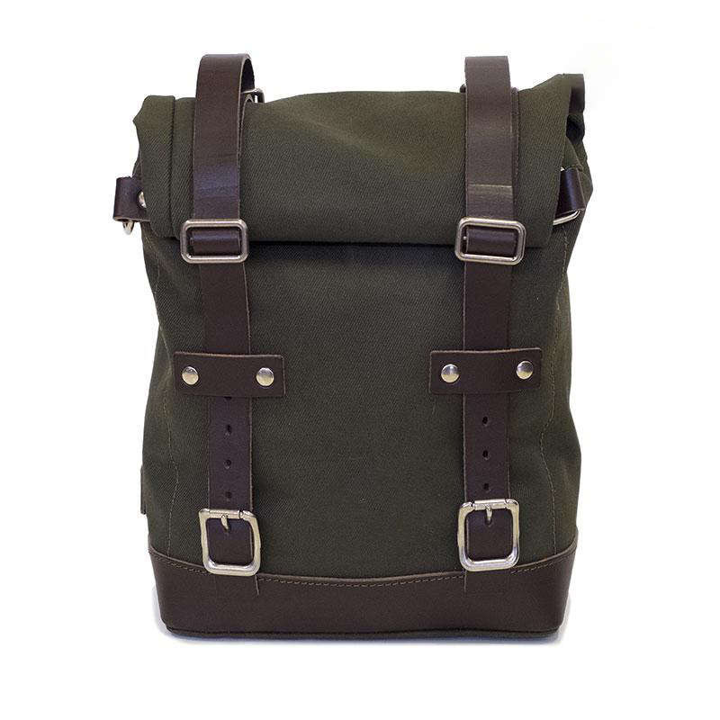 Green/brown canvas bag + right bracket Unit Garage BMW R12 GS - 10/14 liters picture 1