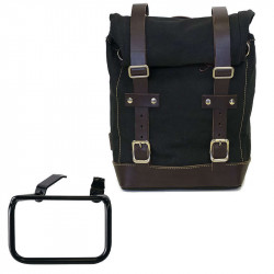 Black/brown canvas bag + right bracket Unit Garage BMW R12 GS - 10/14 liters picture 1