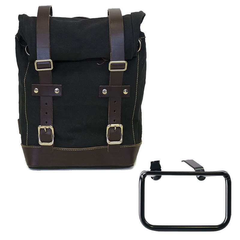 Black/brown canvas bag + left bracket Unit Garage BMW R12 GS - 10/14 liters picture 1 Black/brown canvas bag + left bracket Unit Garage BMW R12 GS - 10/14 liters picture 1